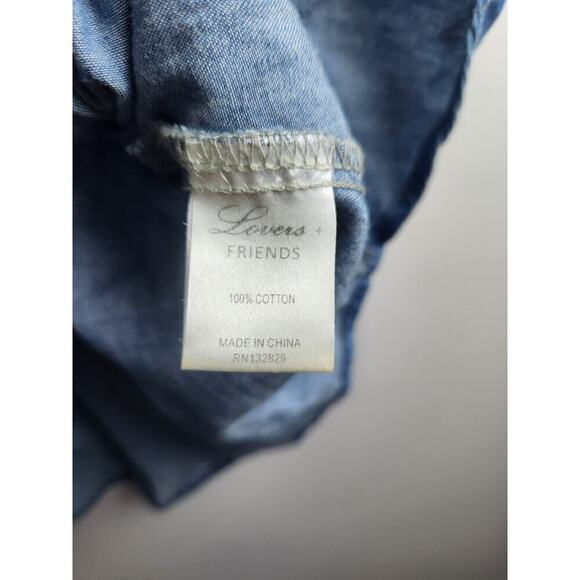 Lovers + Friends Revolve Dream Catcher Top Blue Lagoon Sz L chambray boho beach - Picture 6 of 9